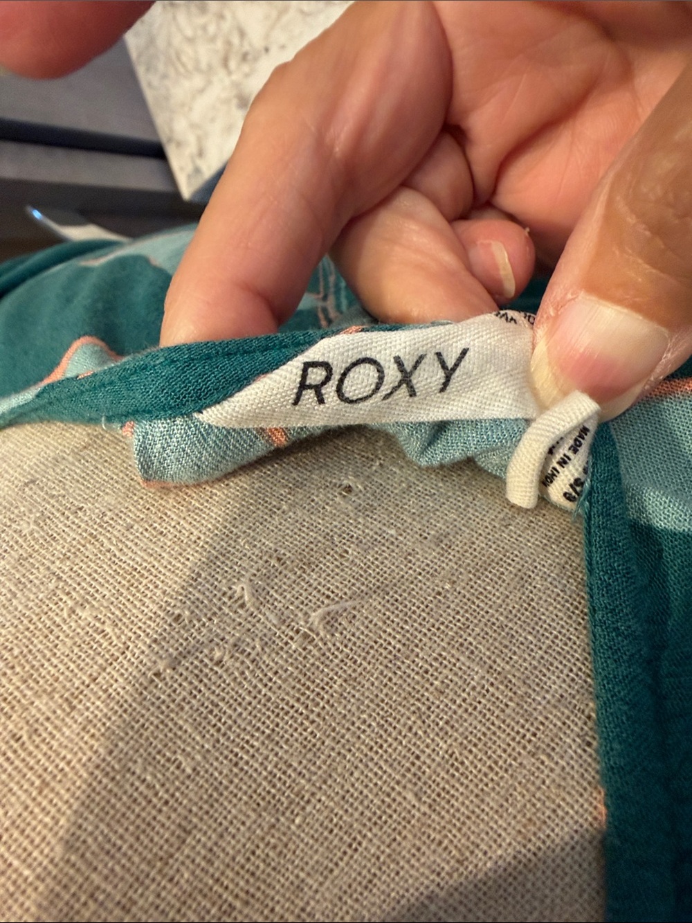 Roxy Brand Teal Floral V-Neck Dress - Picture 2 of 4